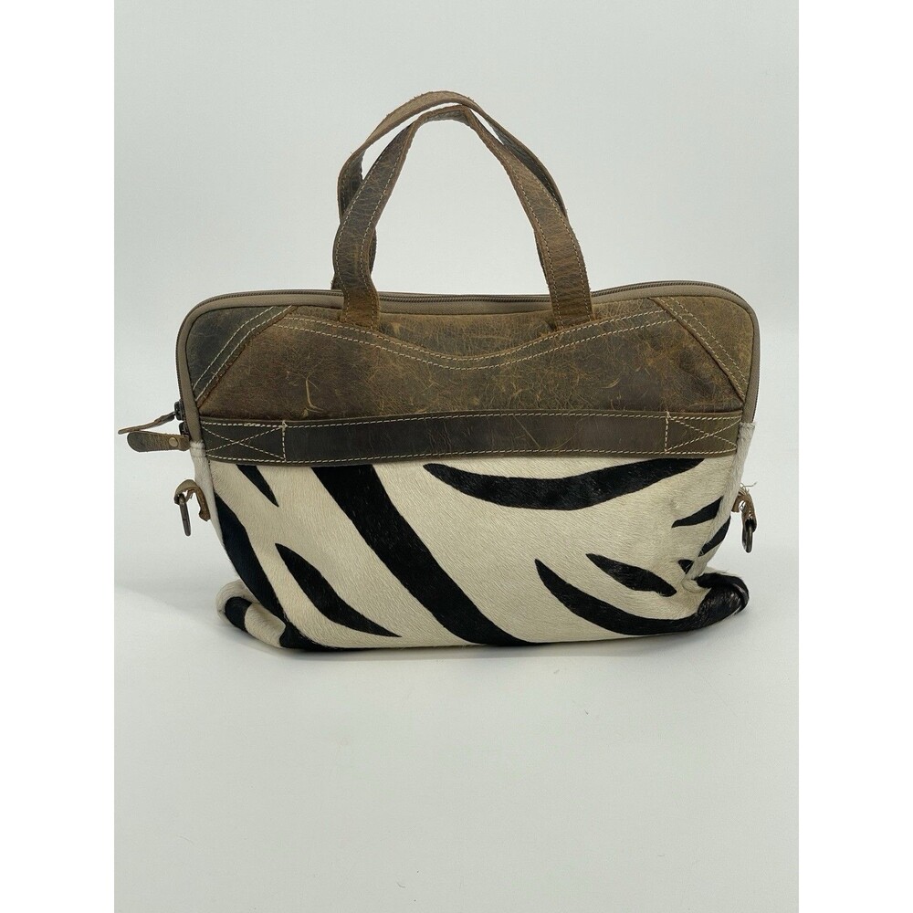 Myra Bag Zebra Print Hair On Hide Cowhide Leather Tote Purse Western Boho